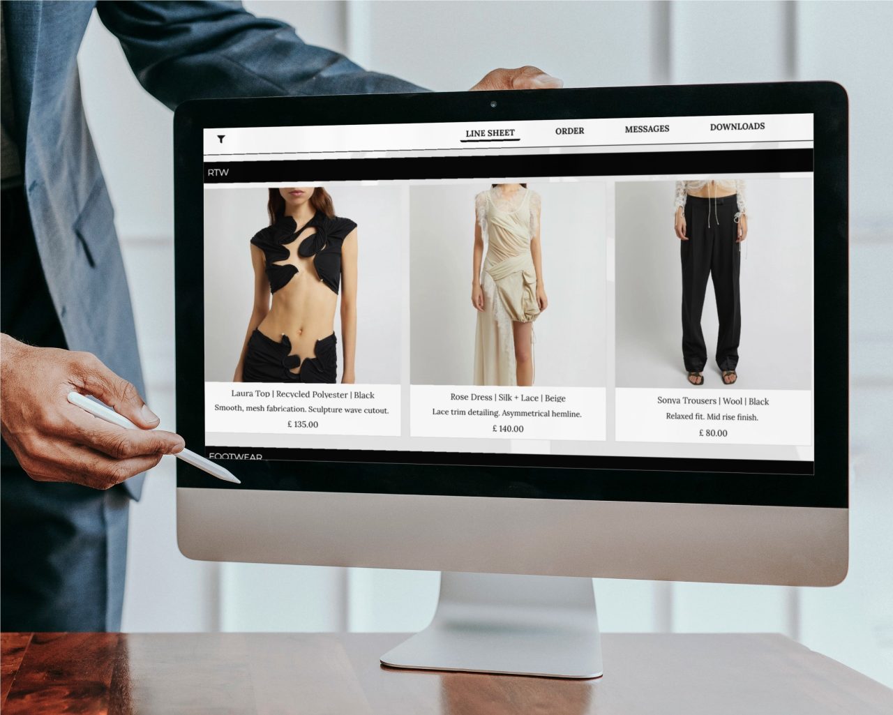 Zedonk's digital showroom module demonstrated on a computer