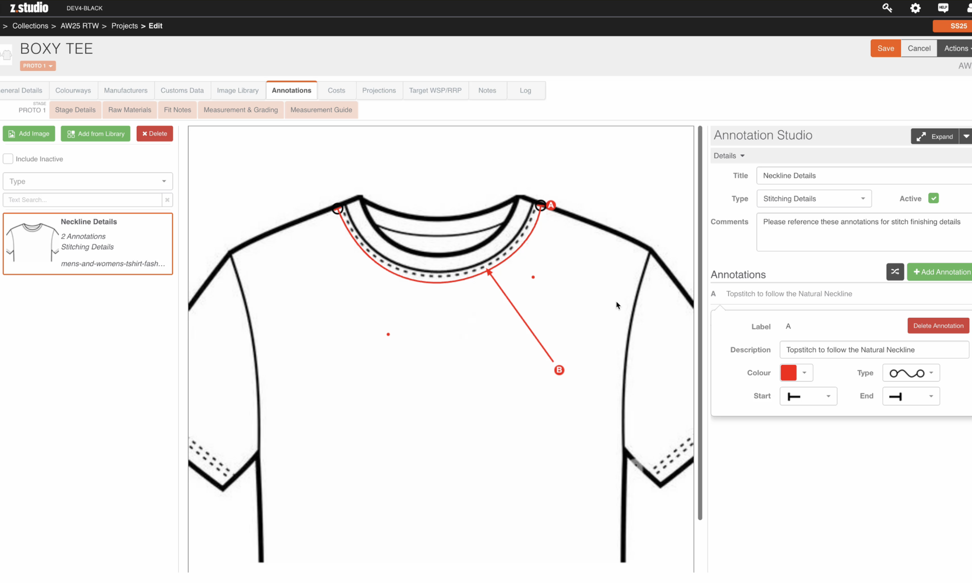 Z.studio tshirt annotation
