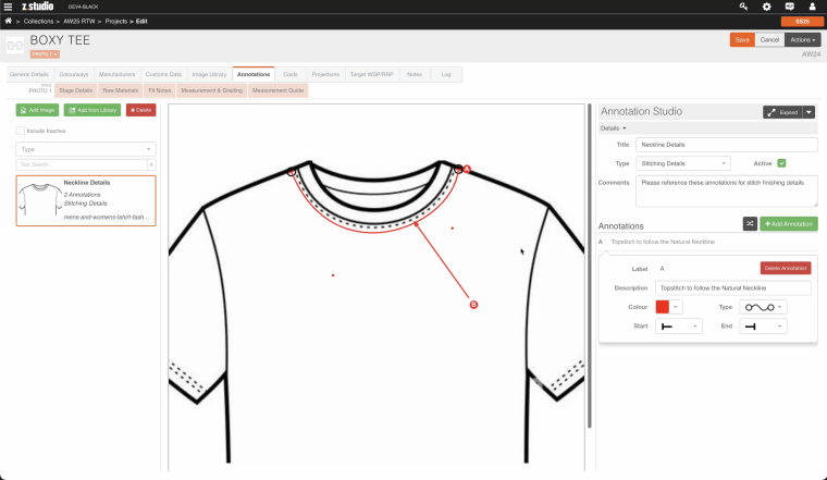 Z.studio tshirt annotation
